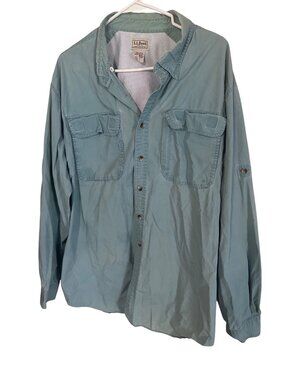 L.L. Bean blue button up vented back size XXL shirt
